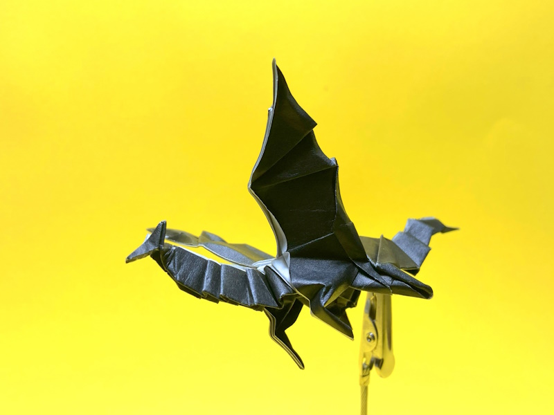 モンハンの折り紙　ミラボレアス（黒龍・邪龍）の簡単な作り方6（ドラゴン49）～How to make an easy origami Miraboreas(Monster Hunter）（dragon）～